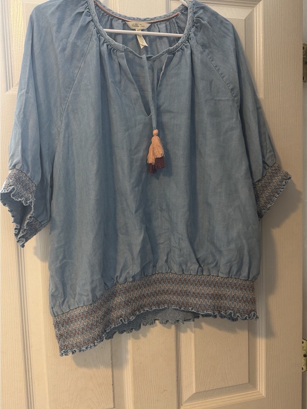 Matilda Jane Light Blue Boho Peasant Tunic with Tassel